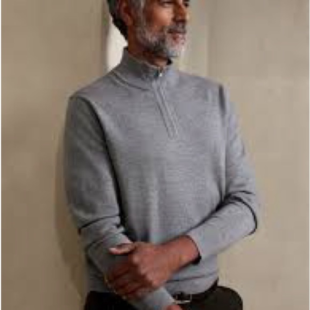 Banana Republic Men's Light Gray Zip-Up Sweater